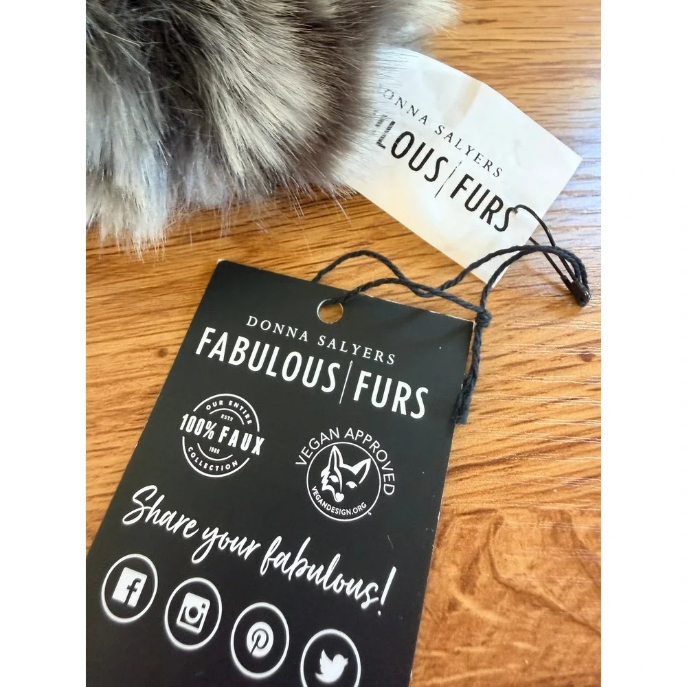 Donna Salyers Fabulous Furs Faux Fur Hair Scrunchie Grey One Size NWT